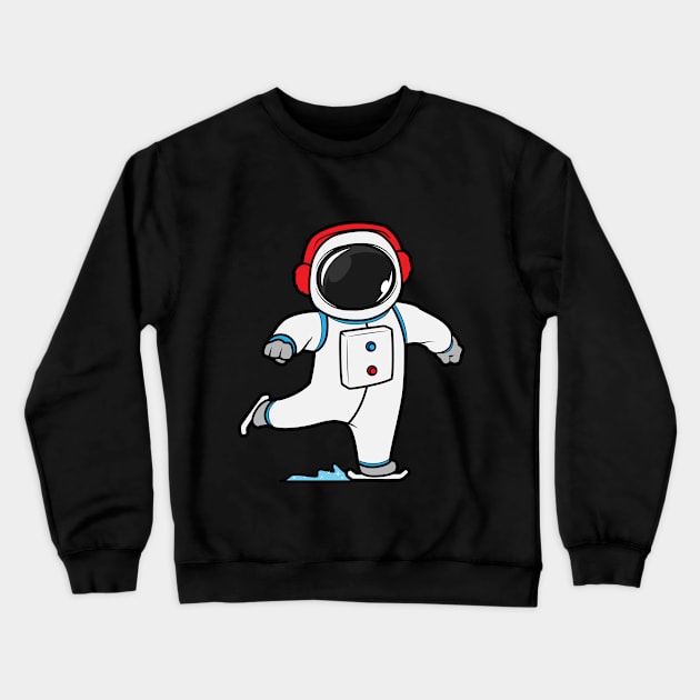 Astronaut at ice skating with ice skates Crewneck Sweatshirt by Markus Schnabel